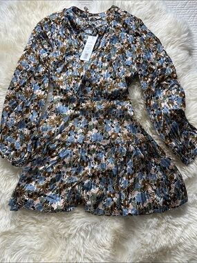 Veronica Beard NYJAH DRESS lake mist multi RFID 100% SILK